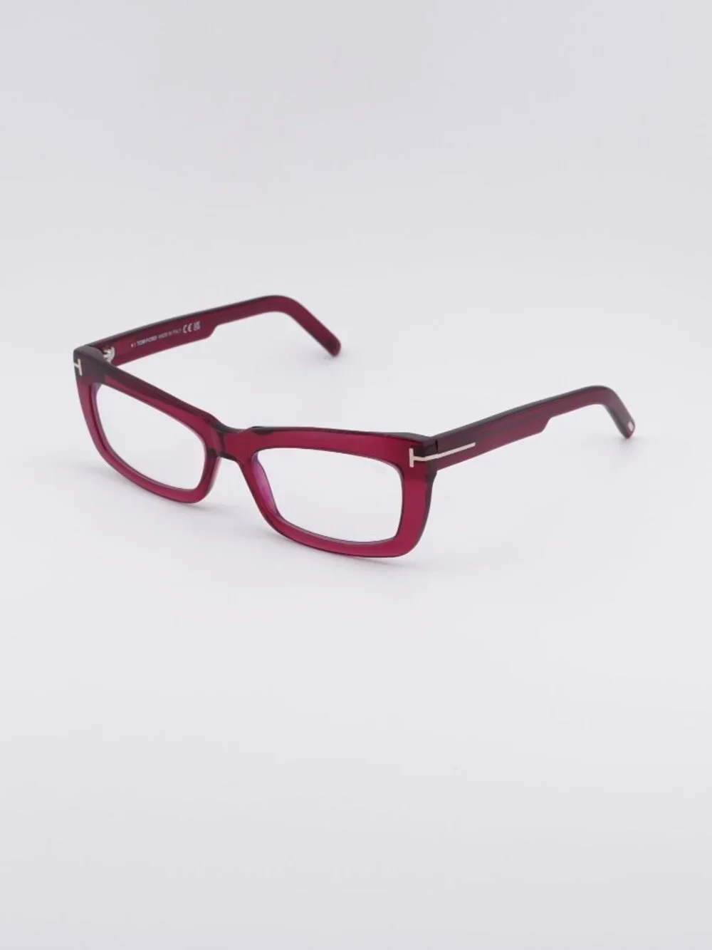 Tom Ford FT5966-B 075 Eyeglasses Fuchsia 55mm Rectangle Frame, Blue Light Block